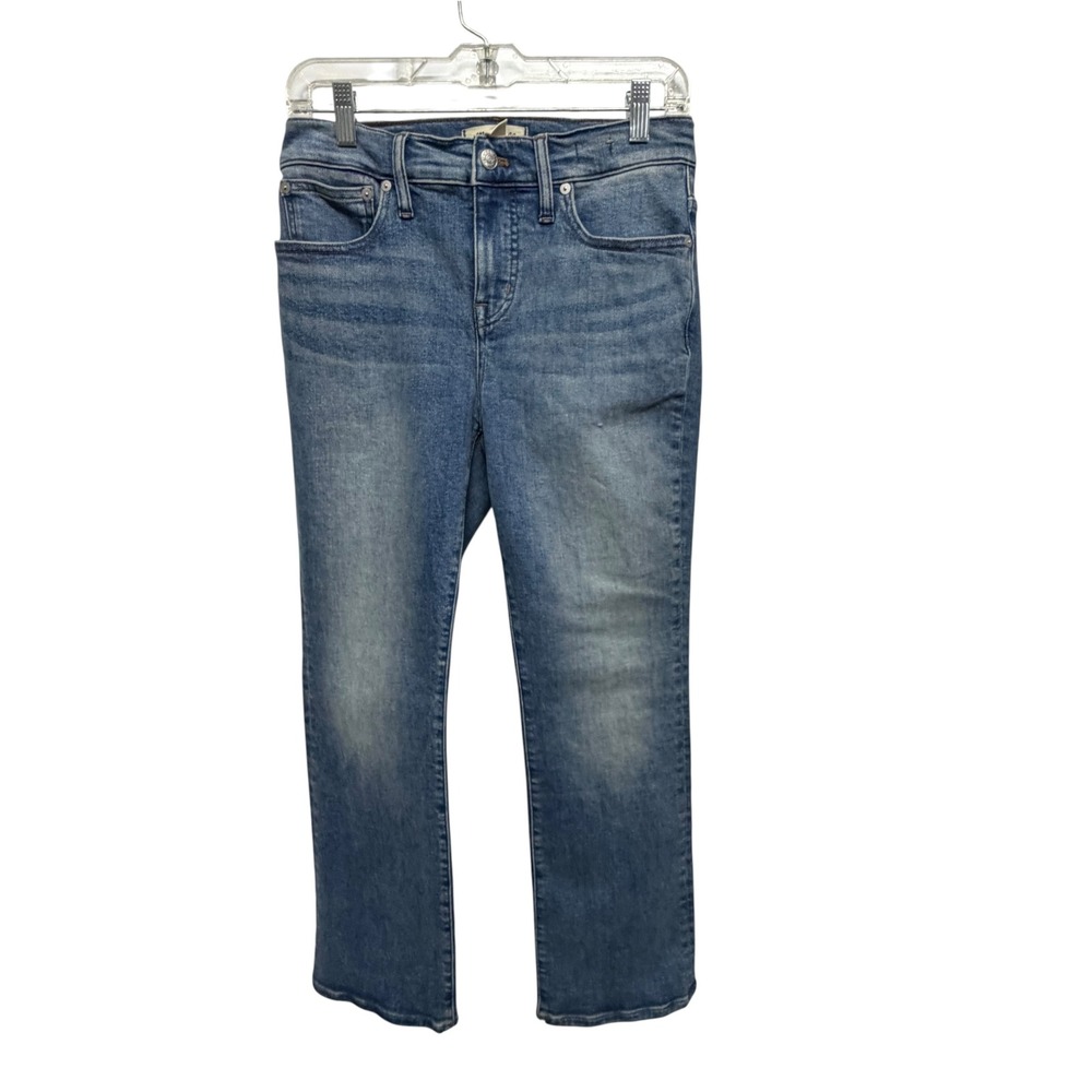 Madewell Mid-Rise Kick Out Jeans Size 27 Medium Wash Crop Flare Stretch Denim